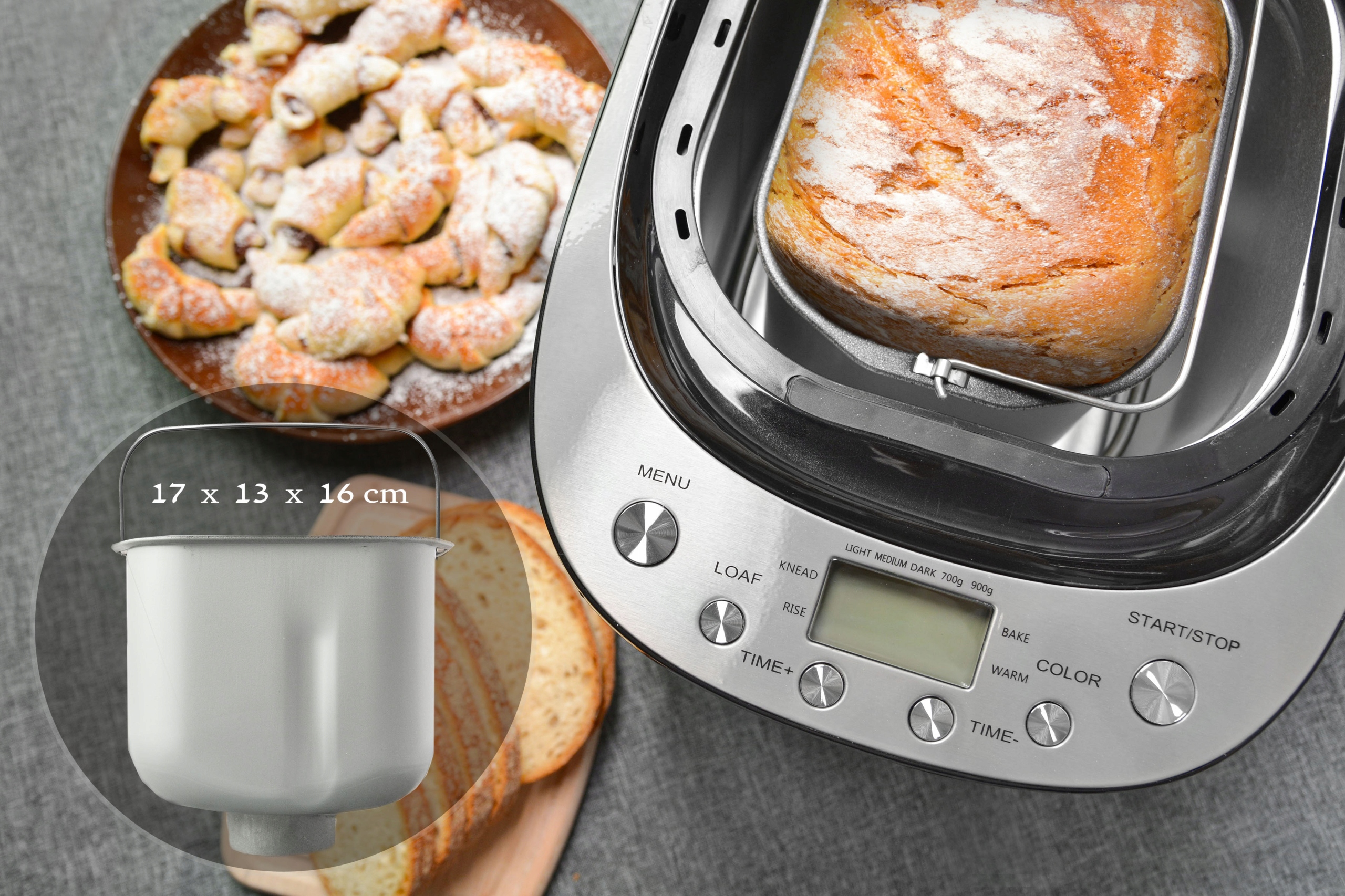 ХЛЕБОПЕЧАРЬ АВТОМАТ 12 ПРОГРАММ БОЛЬШОЙ ЖК-дисплей Вес изделия с индивидуальной упаковкой 4,35 кг