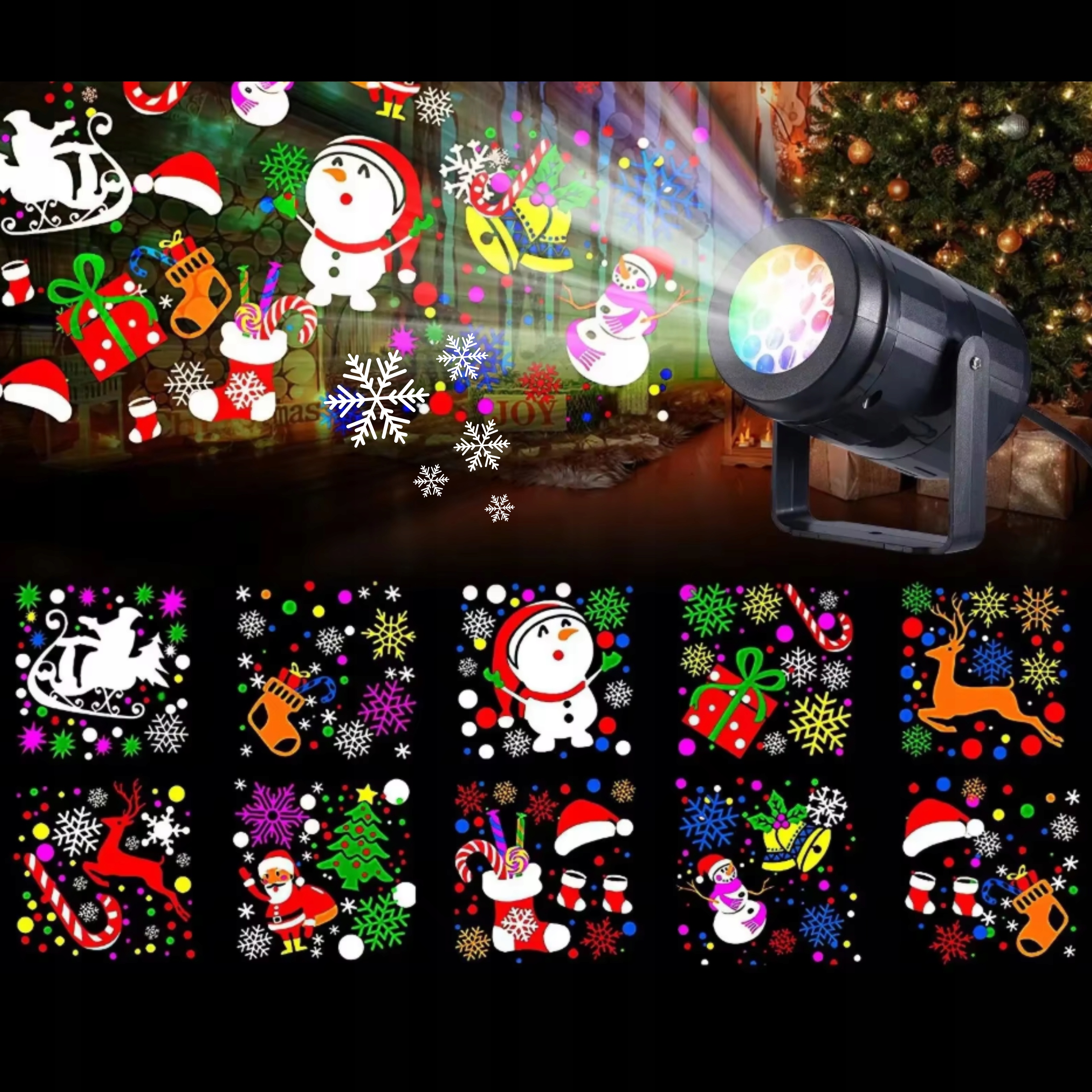 PROJEKTOR ŚWIĄTECZNY LED ŚNIEG LASEROWY RZUTNIK REFLEKTOR MIKOŁAJ RENIFER Moc 5 W