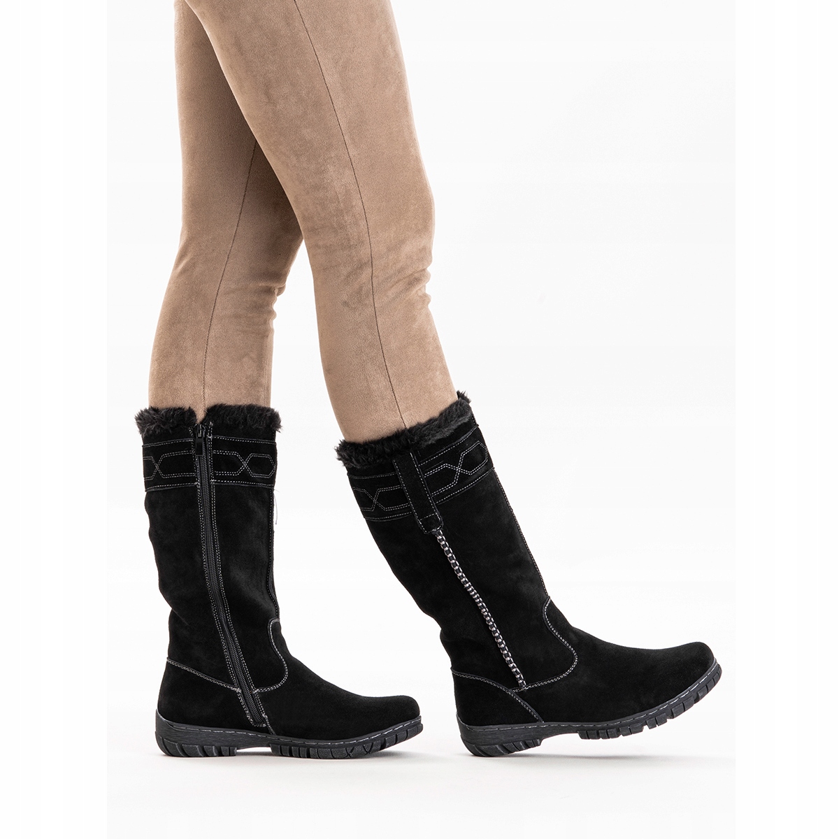 Kozaki wysokie SKÓRZANE ocieplane futerko miękkie SZERSZE bieżnik Wojtyłko Cechy dodatkowe brak