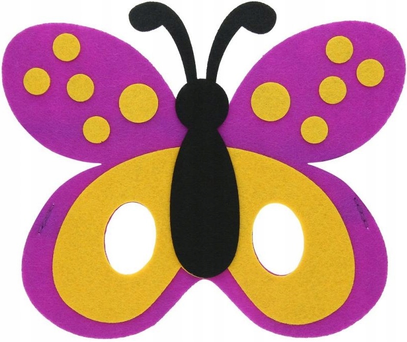 Maska Filcowa MOTYLEK Motyl Zwierzęta Wiosna Łąka Przebranie Strój Bal