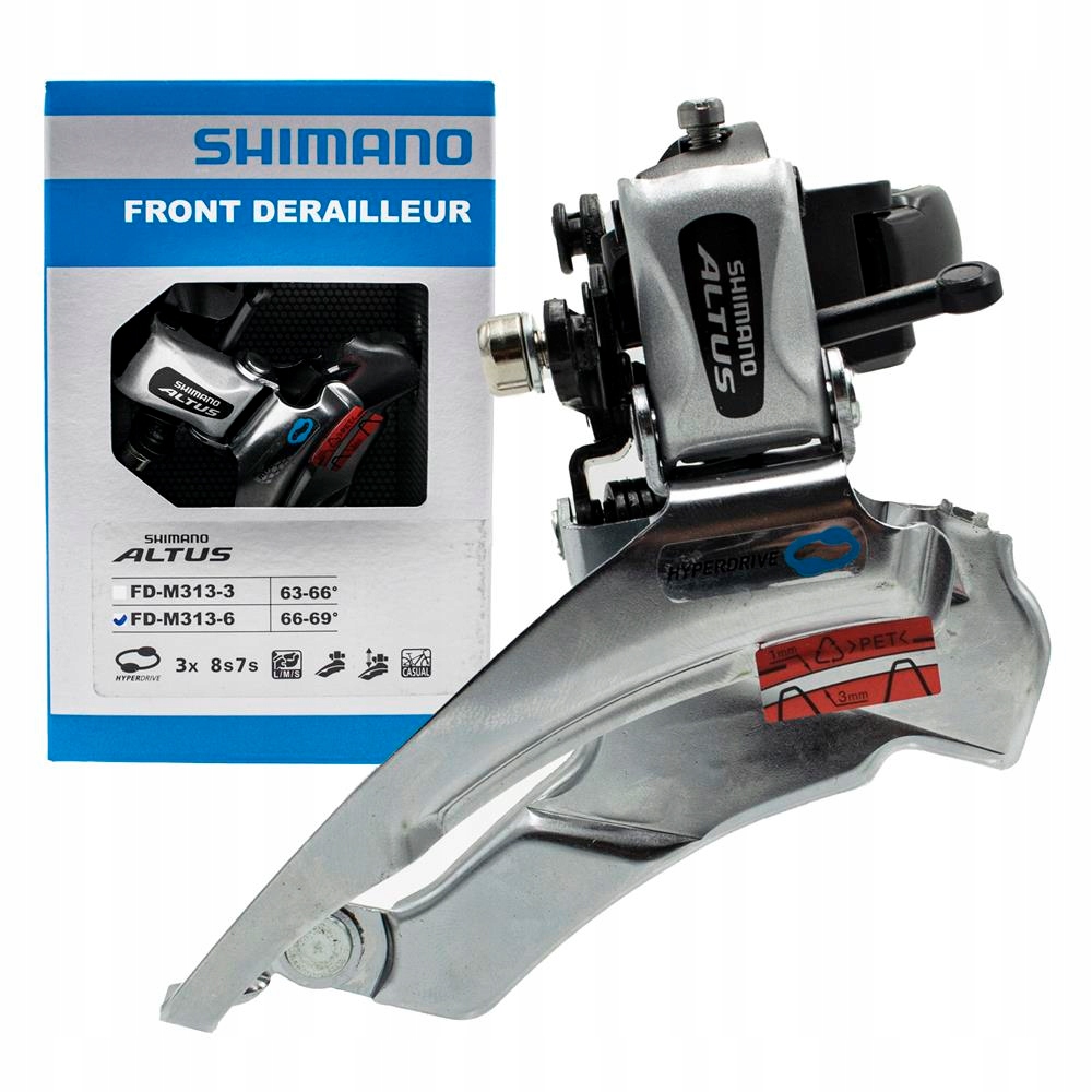 Przerzutka przednia Shimano Altus FD-M313-6, Down Swing, 3x8, 3x7