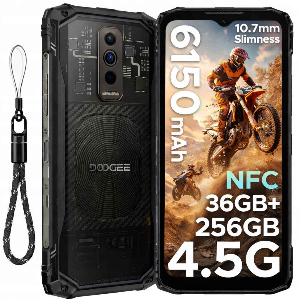 Doogee Blade10Ultra-E Smartphone 36GB 256GB 6150 mAh 6,56" Fhd Nfc černý IP69K