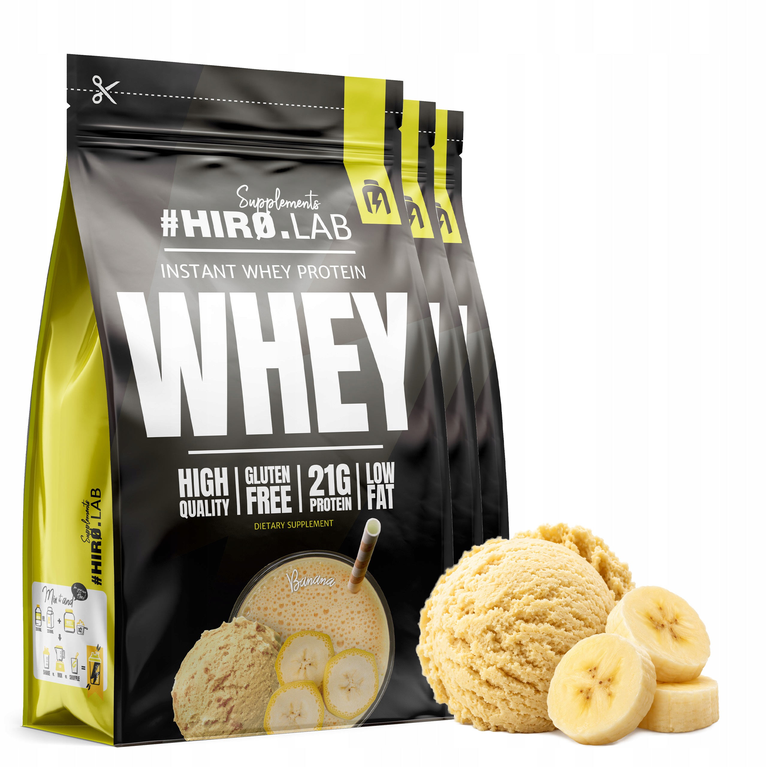 3x Protein Wpc Instant Whey Protein syrovátkový doplněk stravy 750 g Banán Hiro