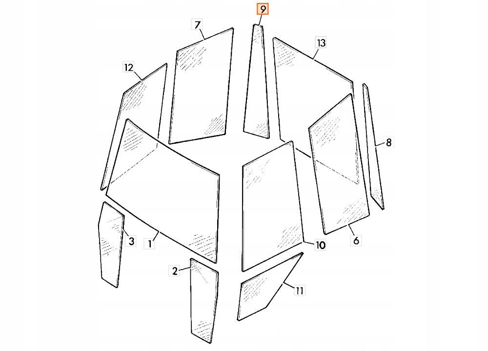 СТЕКЛО ЗАДНЕЕ БОКОВОЕ ПРАВОЕ 827/80186 JCB 2CX