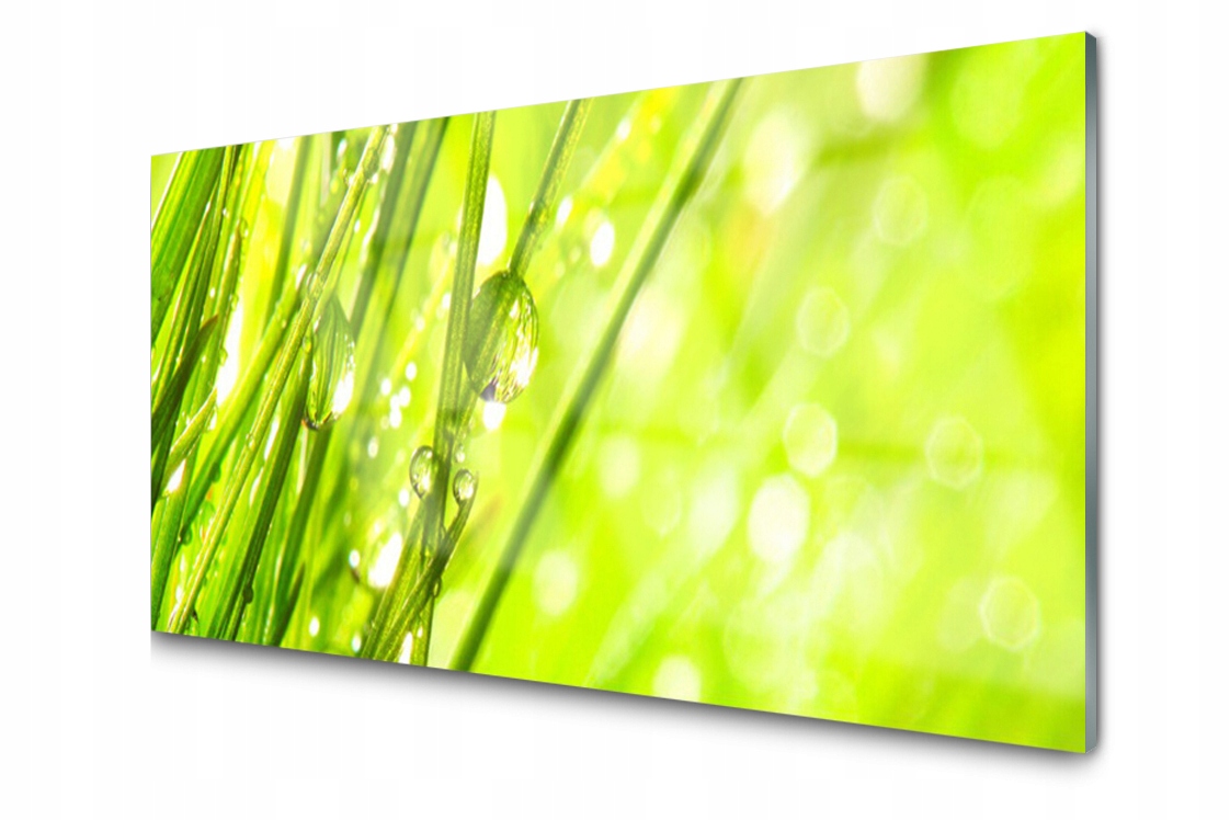

Panel szklany Płytka Krople Trawa 140x70 + Klej