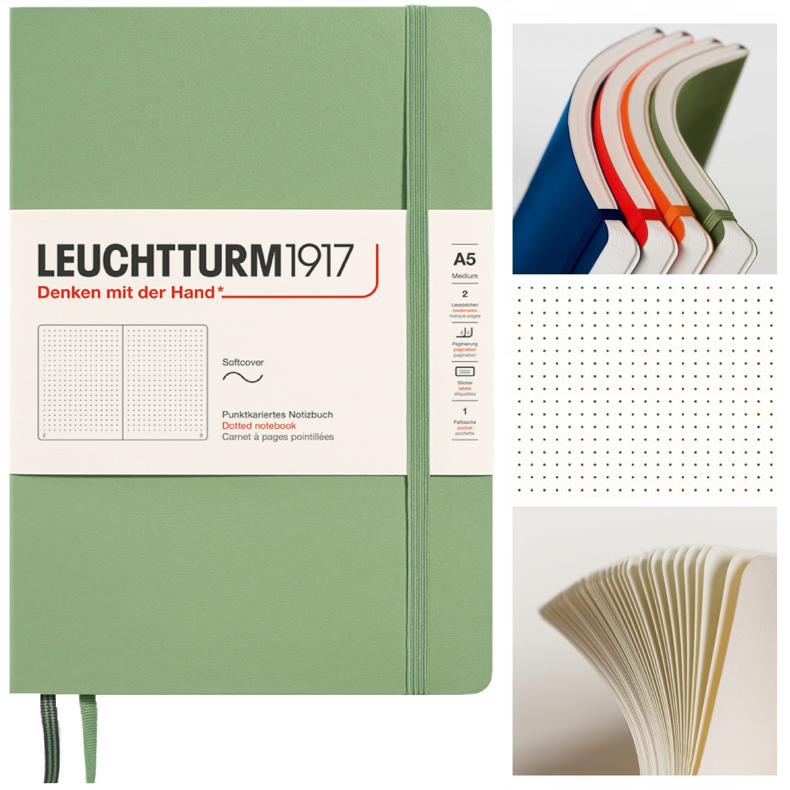 LEUCHTTURM1917 Notatnik notes A5 Kropka bullet journal w kropki Szałwiowy