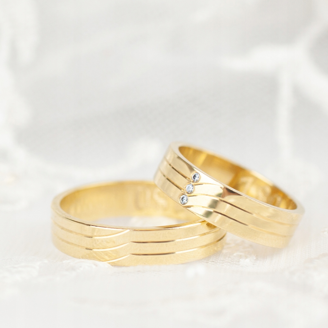 ZŁOTE OBRĄCZKI ŚLUBNE PRÓBA 333 BŁYSZCZĄCE GRAWER Marka Świat Obrączek