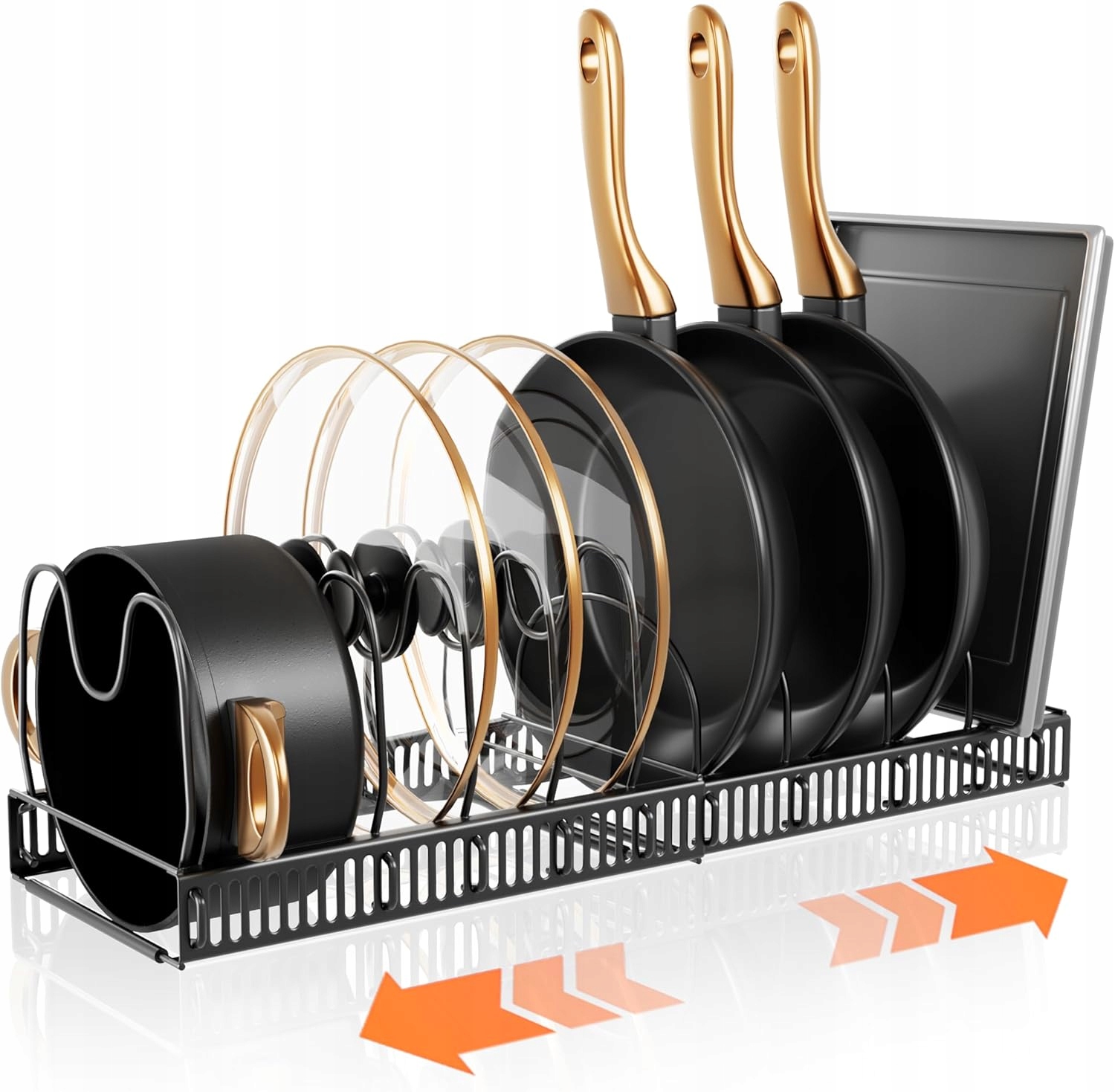 Levně 58x18 cm Nastavitelný Stojanový Organizér Na Víka S 10 Přihrádkami, Kovový