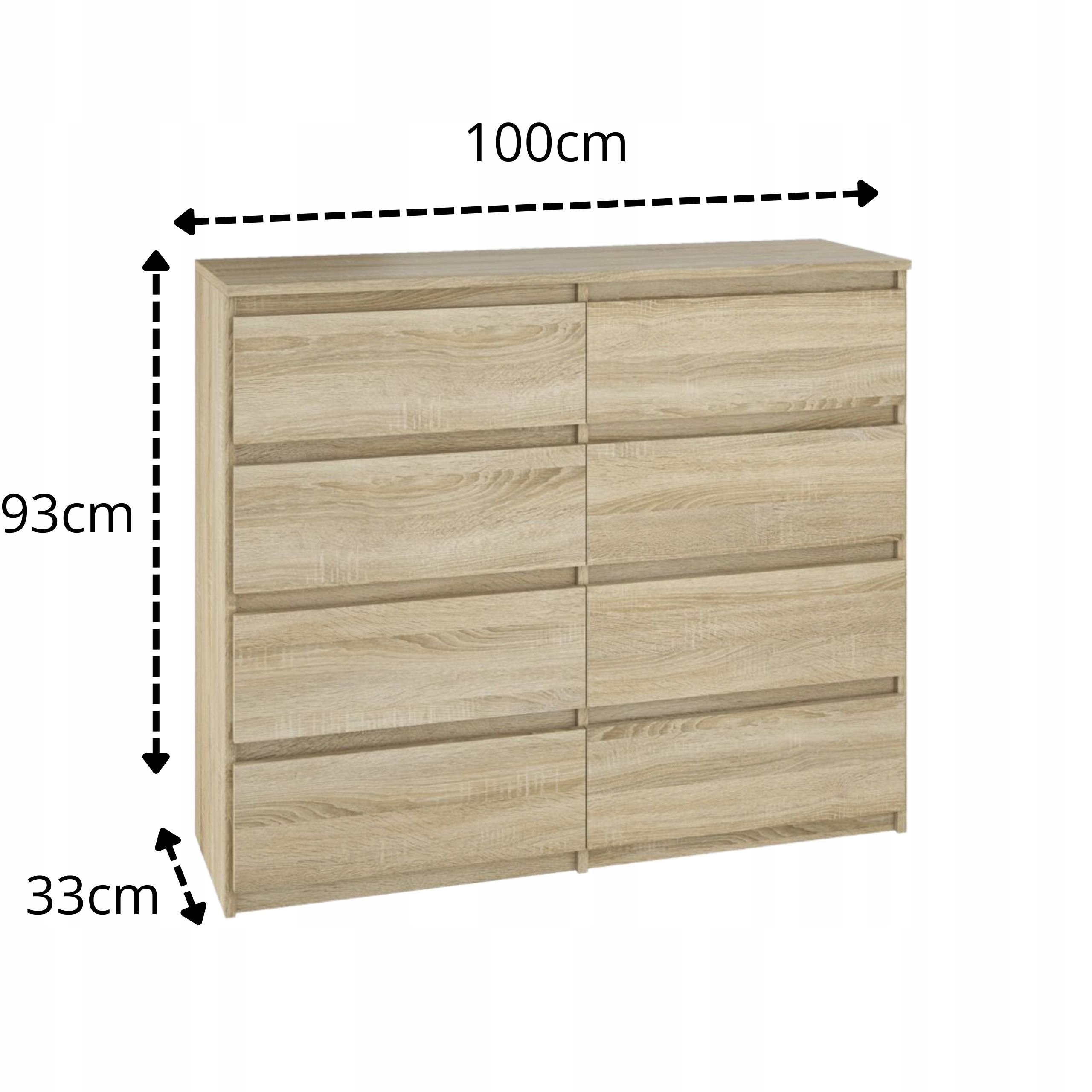 Komoda dąb SONOMA 100cm z szufladami duża pojemna szafka RTV loft SONOMA Kod producenta duża komoda z szufladami 100cm