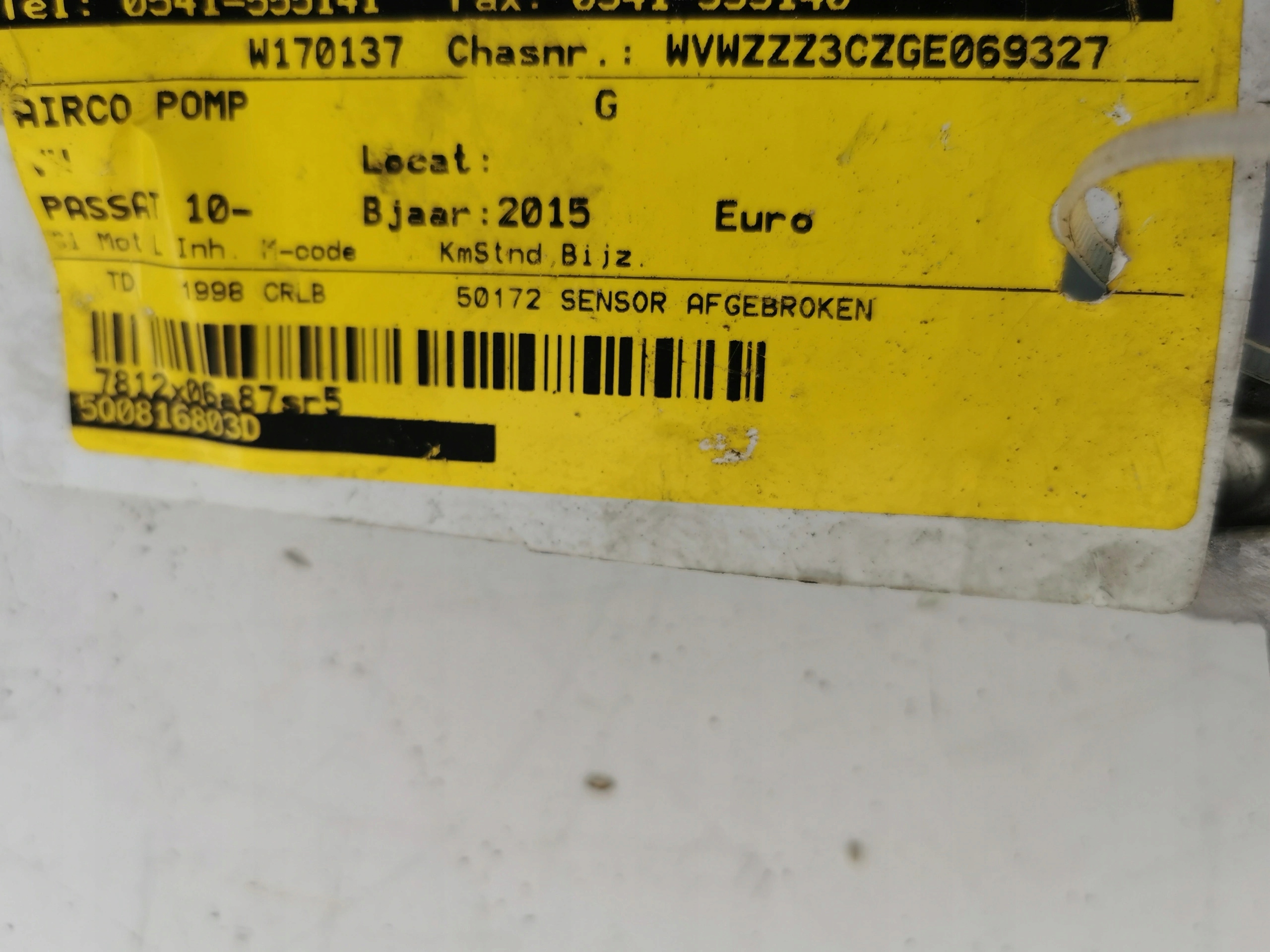 VW PASSAT 2.0TDI 5Q0816803D GE447150-7852 compressor;