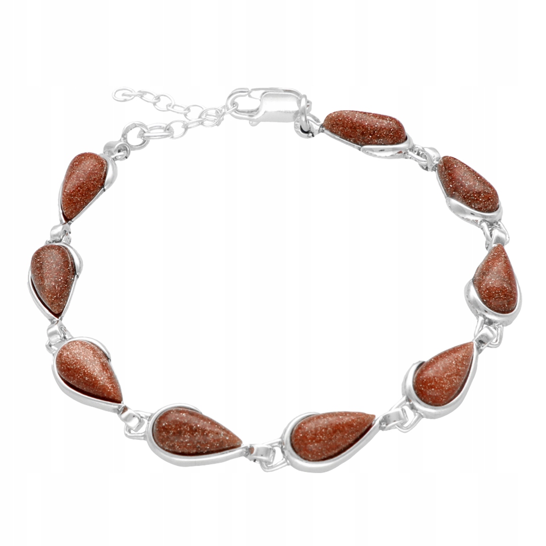 Stříbrný náramek s pískem pouště Lesklé kameny Stříbro 925