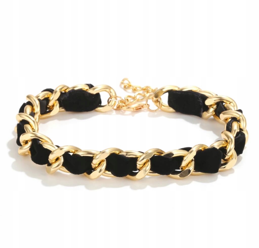 

Łańcuch Choker Na Szyje Złoty Wstążka Aksamitka