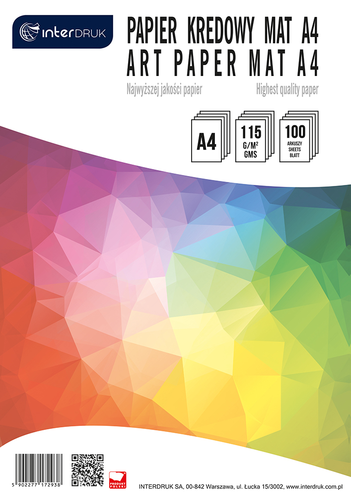 

Papier kredowy A4 Interdruk matowy 100 arkuszy