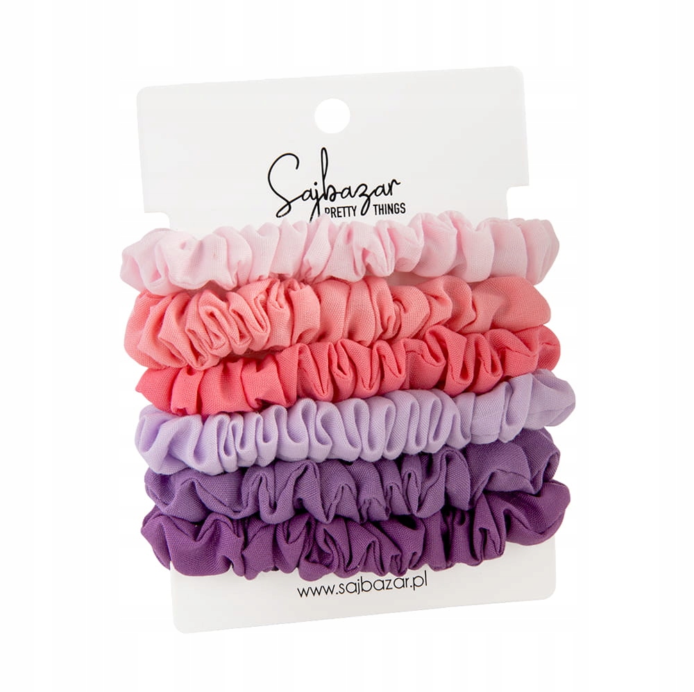 

Zestaw gumka do włosów scrunchies fiolet róż 6 szt