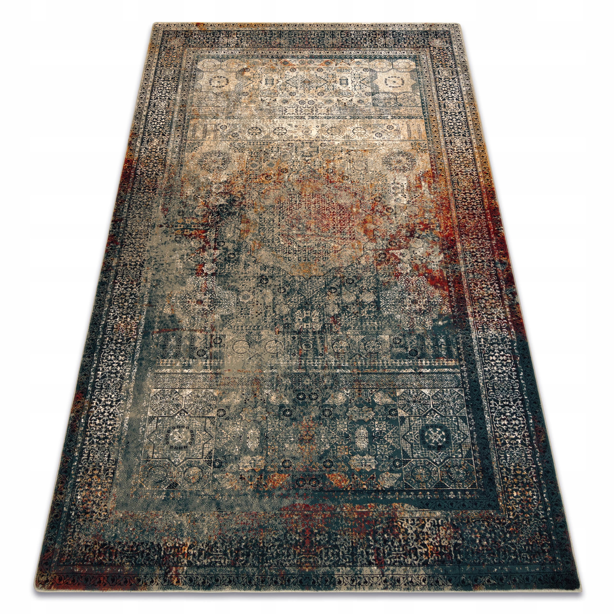 Dywan Do Salonu wełna Superior Mamluk Rozeta vintage szmaragd 200x300 cm