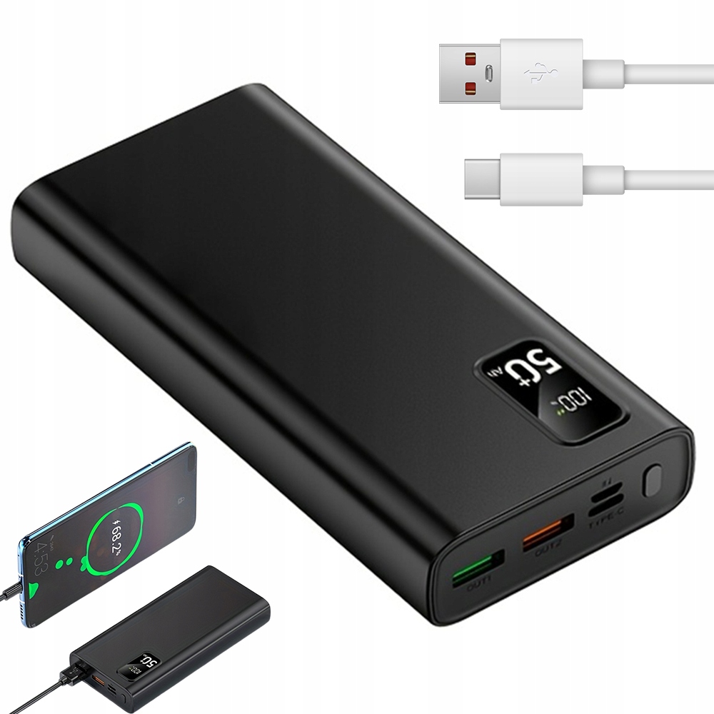Powerbank 50000mah22,5w Szybkie Ładowanie Type-c Usb-a Do Smartfona Tabletu