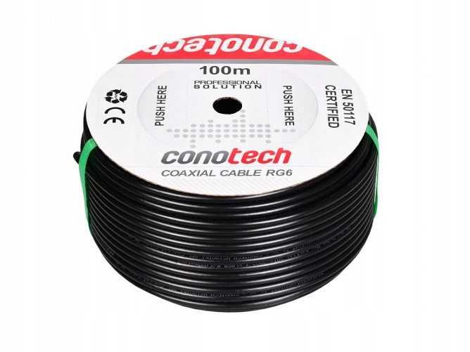 Koaxiální kabel RG6U NS100TRI Pe Conotech Cu 100 m Bk Conotech