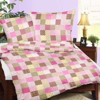 Krepové povlečení 180x200 96/4 Pačlánek růžový tmavý knoflíky 100% bavlna