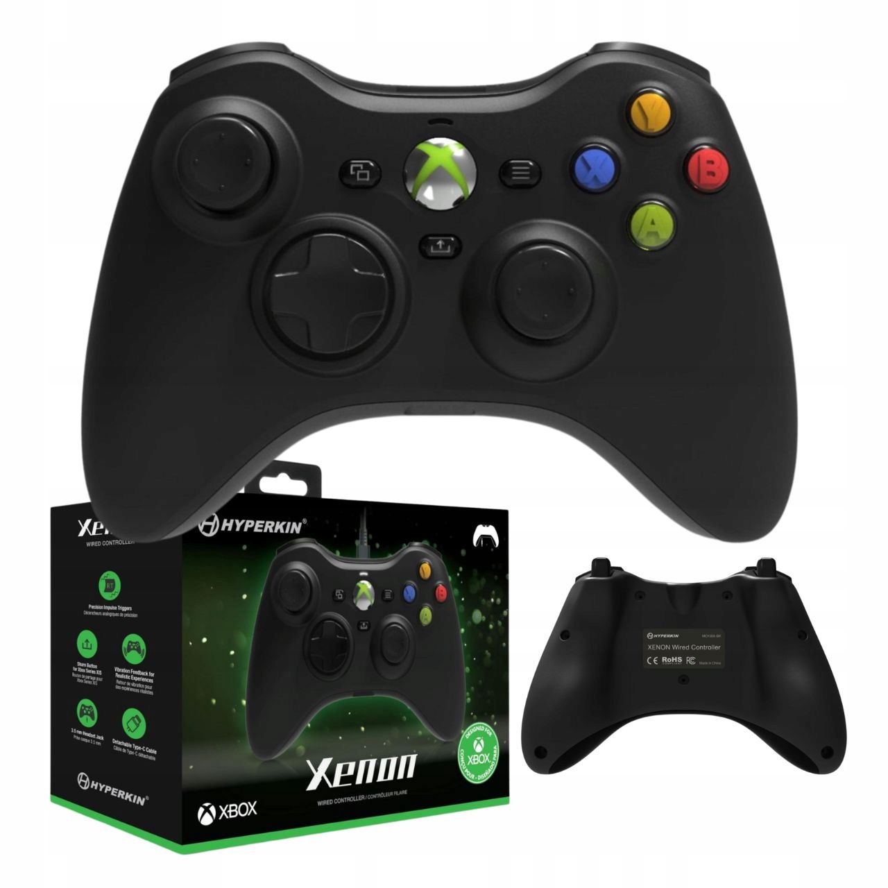 Kontroler dla fanów Xbox czarny Gniazdo 3,5mm