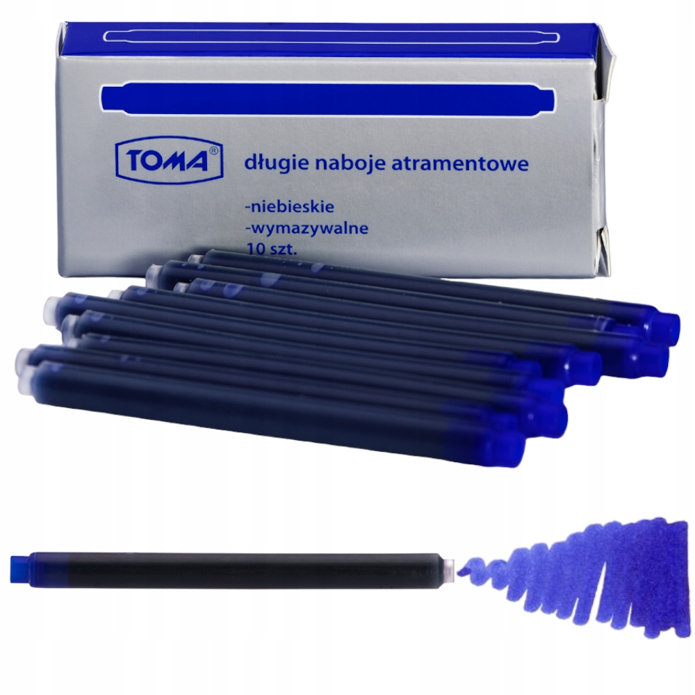 

Naboje do pióra niebieskie atramentowe długie 10sz