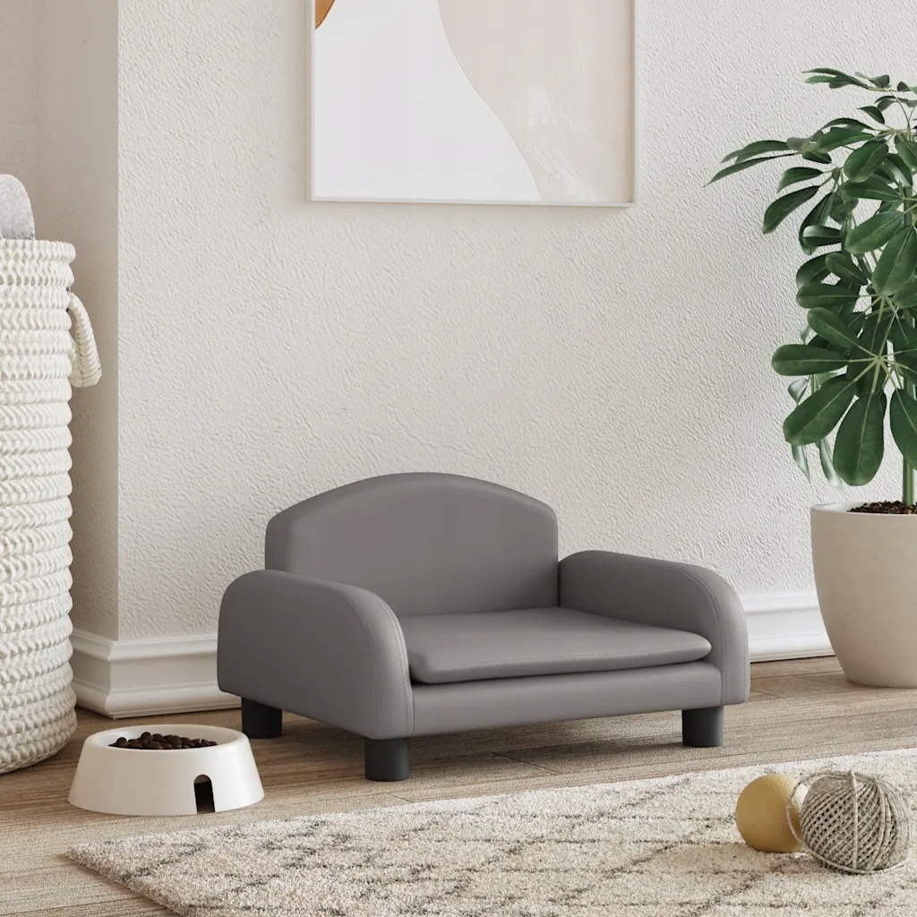 Levně Pelíšek pro psy šedý 50 x 40 x 30 cm umělá kůže Šedá 171979