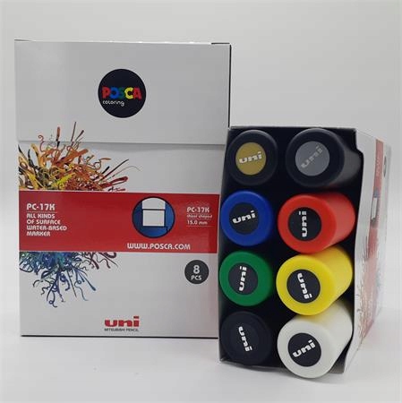 Akrylový popisovač "Posca PC-17K", sada, 8 barev, 10-15 mm, Uni 2UPC17K8DB