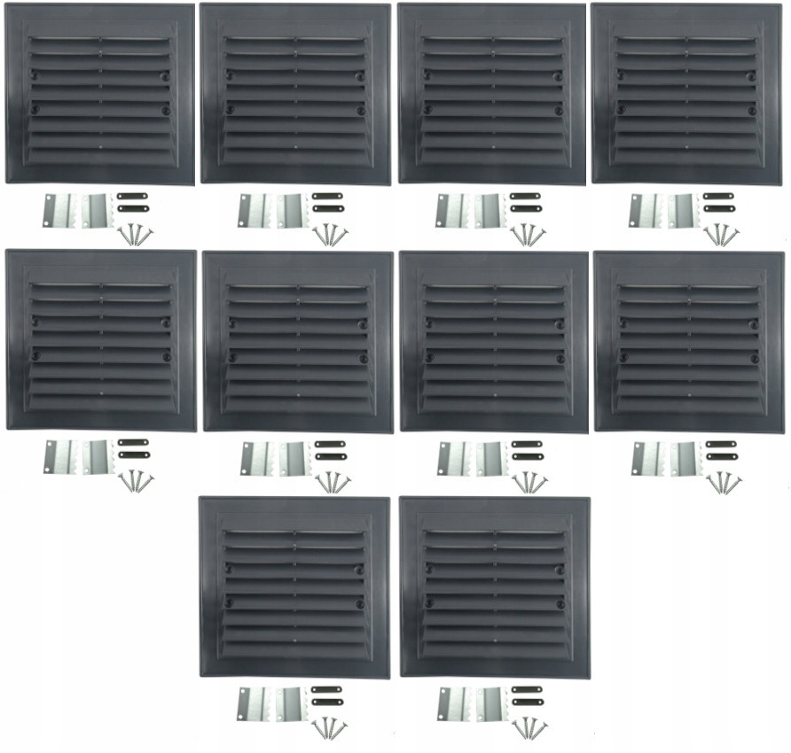 Ventilační Mřížka Komínová Pro Komín Pvc 14x14 CM Šikmá Grafit 10 Kusů