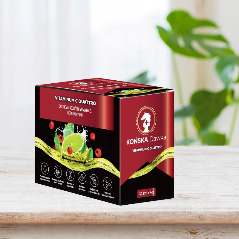 Końska dawka - WITAMINA C Quattro - 30 saszetek BETAINA CYNK ODPORNOŚĆ Marka inna