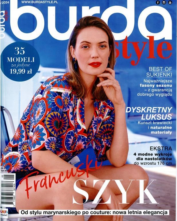 5/2024 BURDA STYLE FRANCUSKI SZYK 4 WYKROJE SUKIENKI