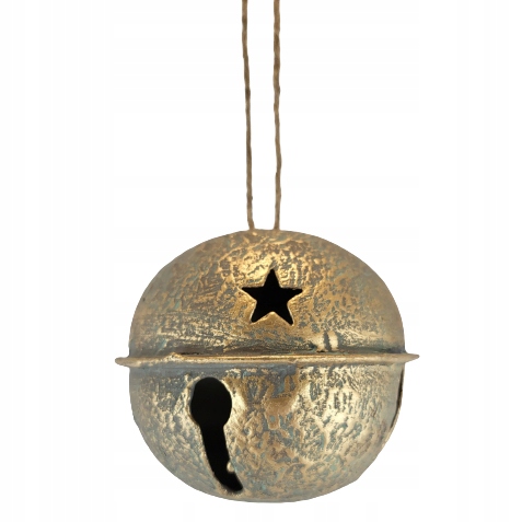 

Wiszący Metalowy Dzwonek Złoty Postarzany 9x8 CM