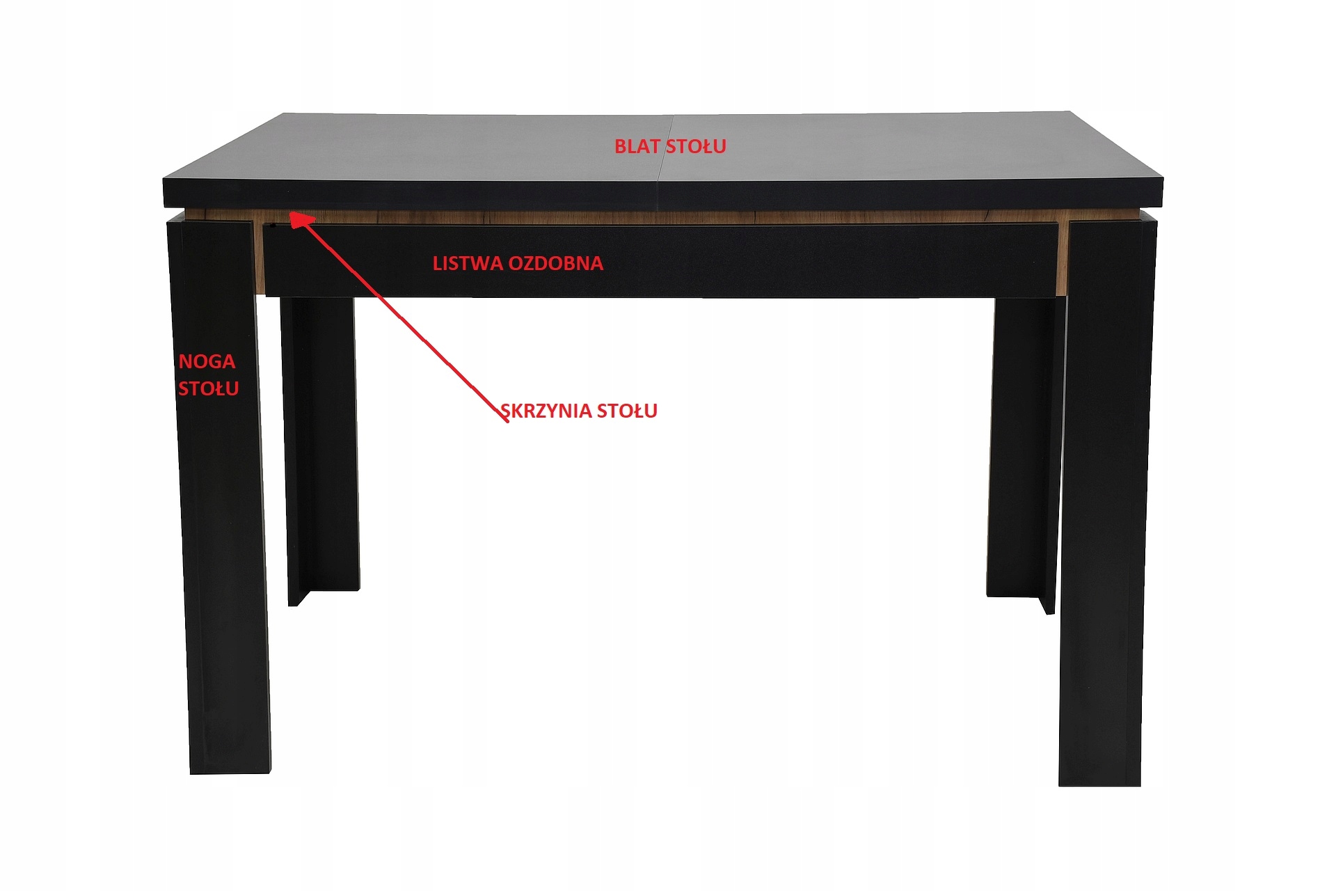 Stół KONAN 180cm i cztery krzesła Wysokość krzesła 83 cm