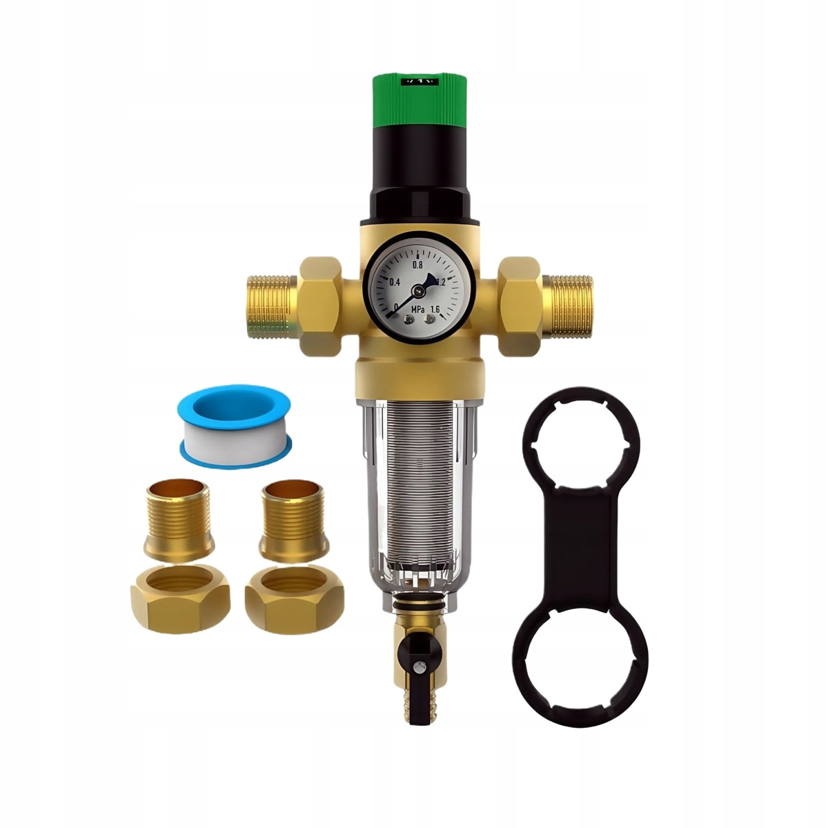 Reduktor Ciśnienia Wody 1 Cala 3/4 Manometr+filtr Długi Z Zaworem 3Ccc