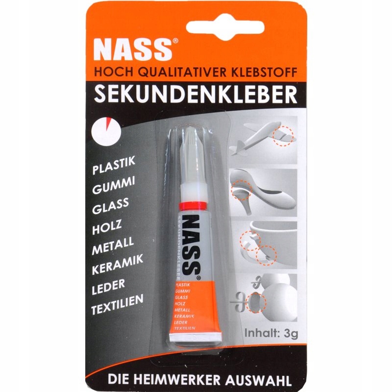 

Klej błyskawiczny Nass Sekundenkleber 3 g Germany