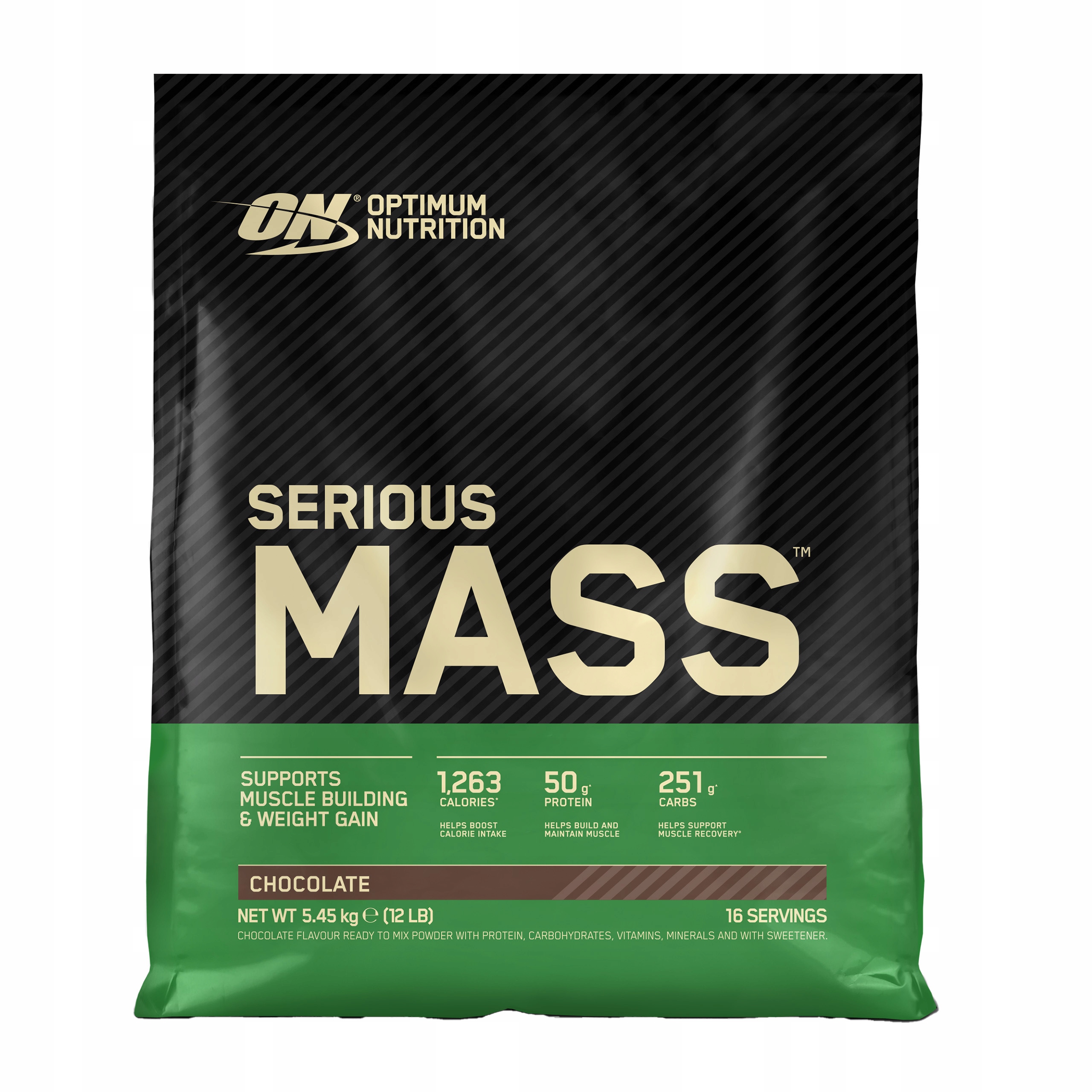 Gainer Optimum Nutrition Serious Mass 5450 g Čokoláda Proteinová hmota Wpc