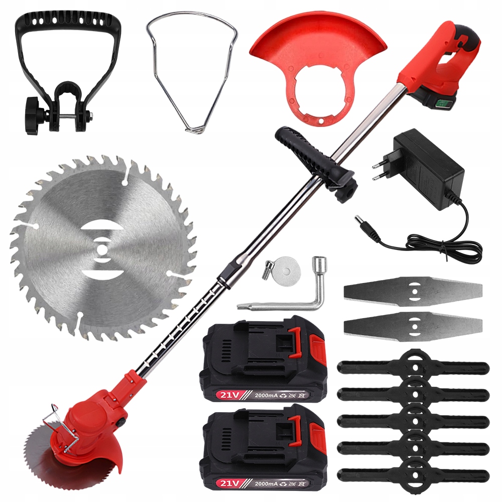 Křovinořez Elektrická Sekačka 650W 18,000 Rpm Se 3 Typy Čepelí, Červená