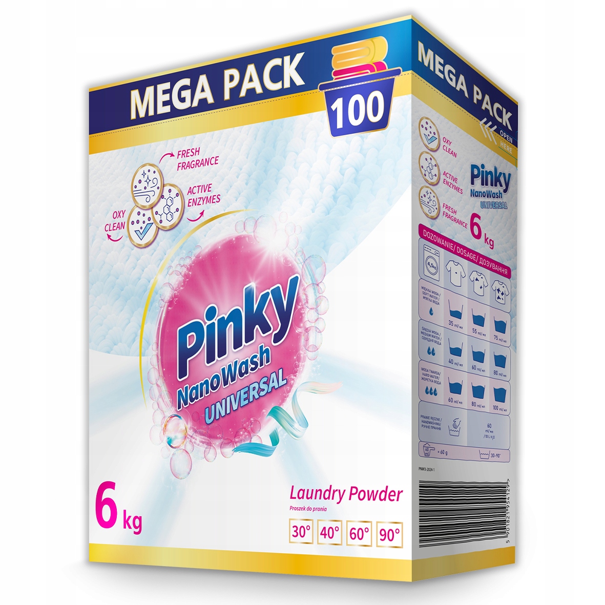 Levně 2x Pinky Nanowash Universal – prášek na praní 6 kg, 100 praní