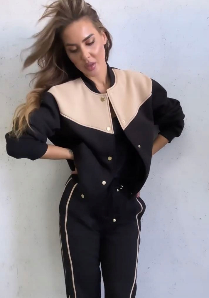 Černé kalhoty Lampasy pletenina 0882 Lalous vel S