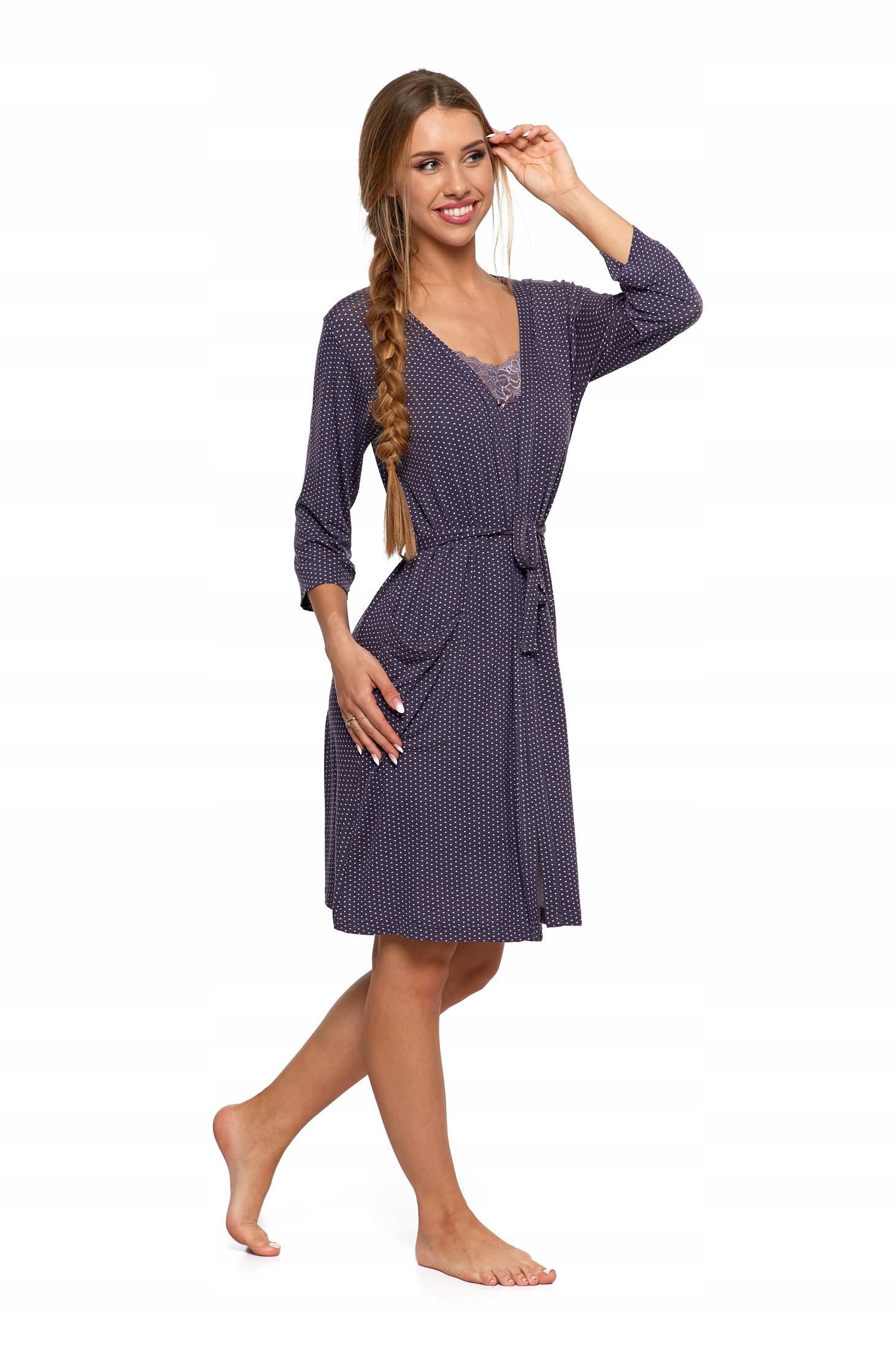 SZLAFROK DAMSKI MORAJ WISKOZA SERCA FIOLETOWY MATERIAŁ DELIKATNY DLA SKÓRY Marka Moraj