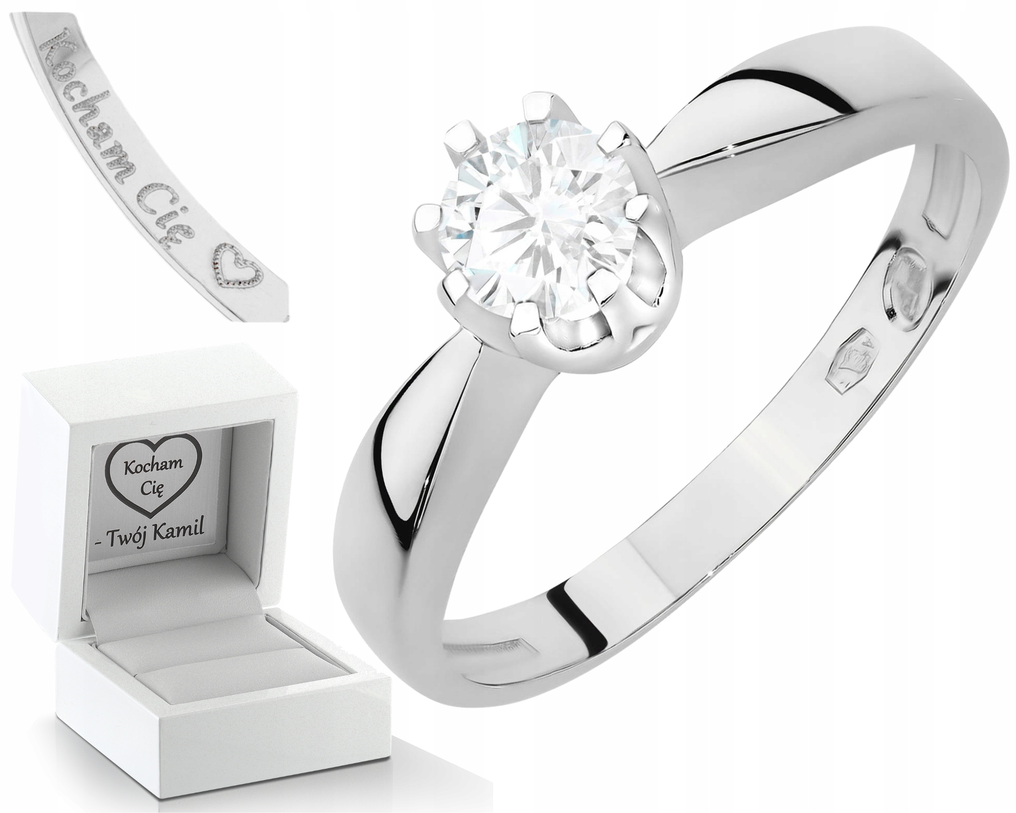 Bílé Zlato Prstýnek 585 Laboratorní Diamant 0,30 Ct VS2F Dárek