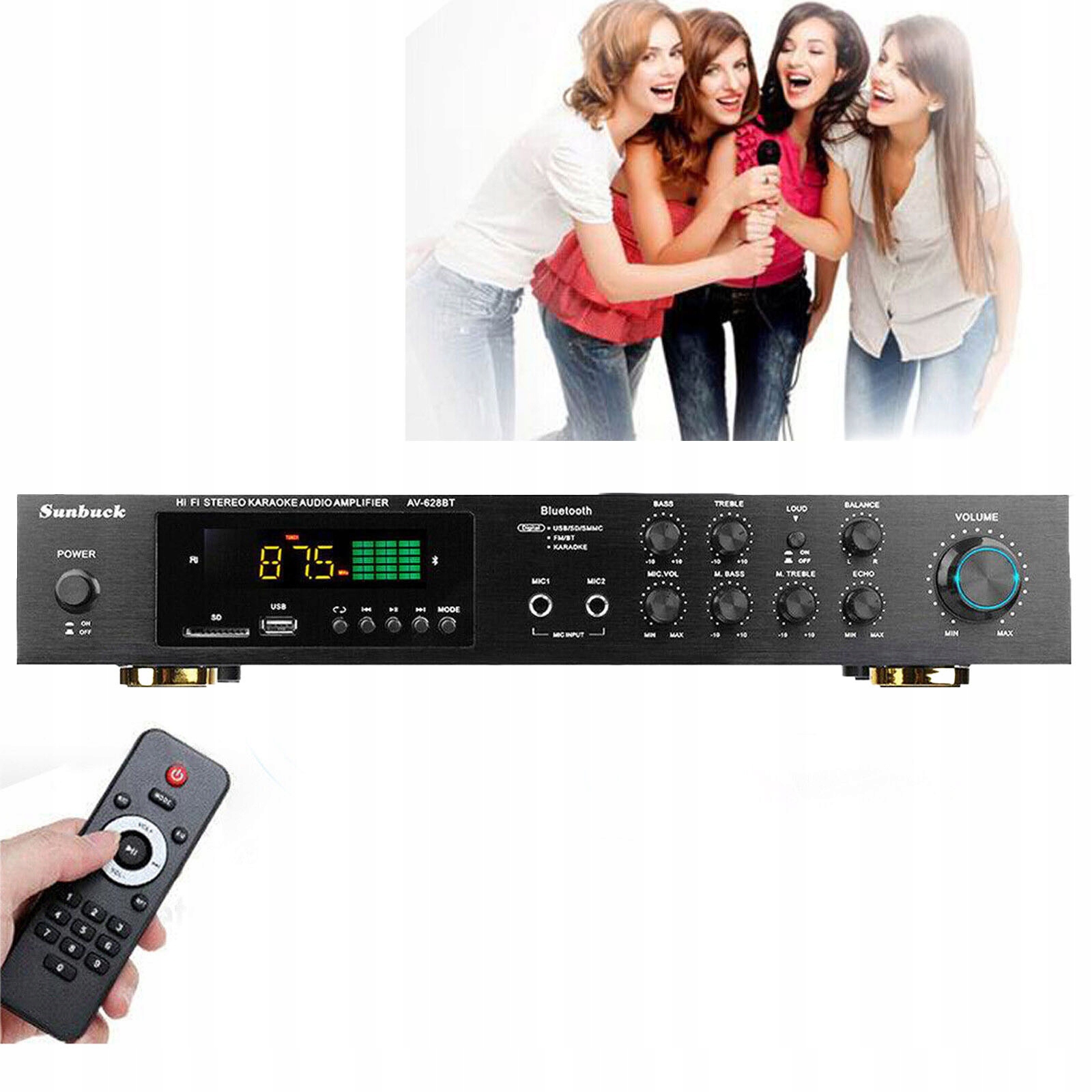 Hi-Fi zesilovač Auna AV-628BT, Fm Usb stereo, 600 W, Bluetooth