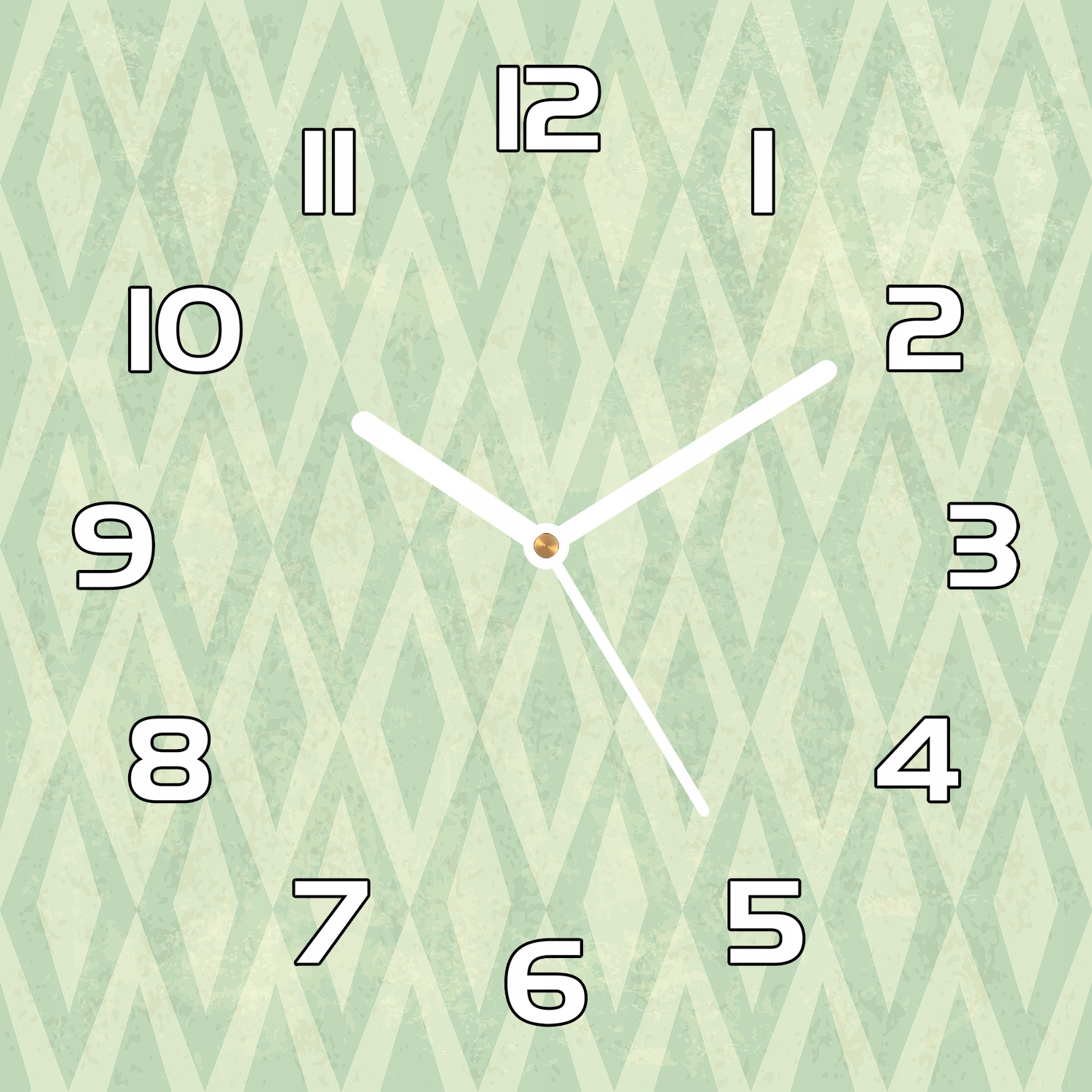 

Nowoczesny zegar na szkle Zielone romby 30x30 cm