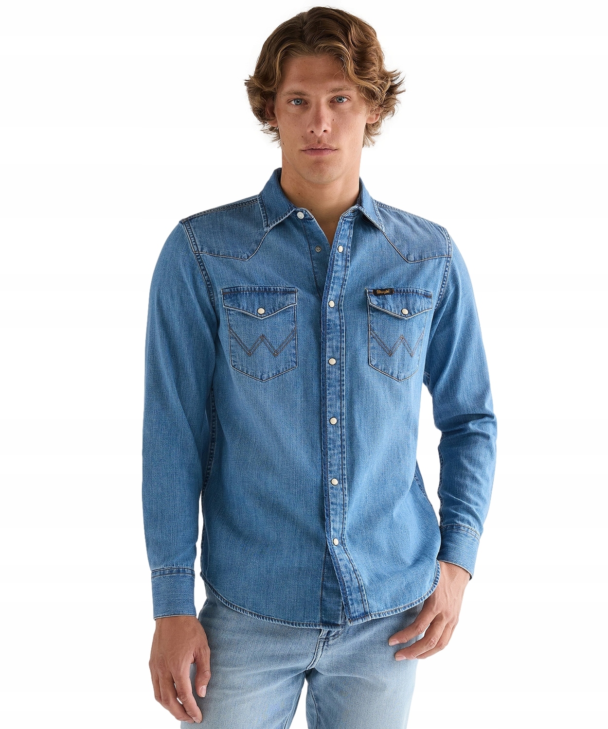 Košile Wrangler Western Shirt 112378393 Mid Light Wash XXL