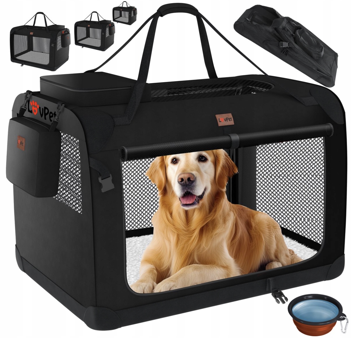 Levně Přepravní taška Lovpet černá 49,5 cm x 35 cm x 35 cm, velikost S