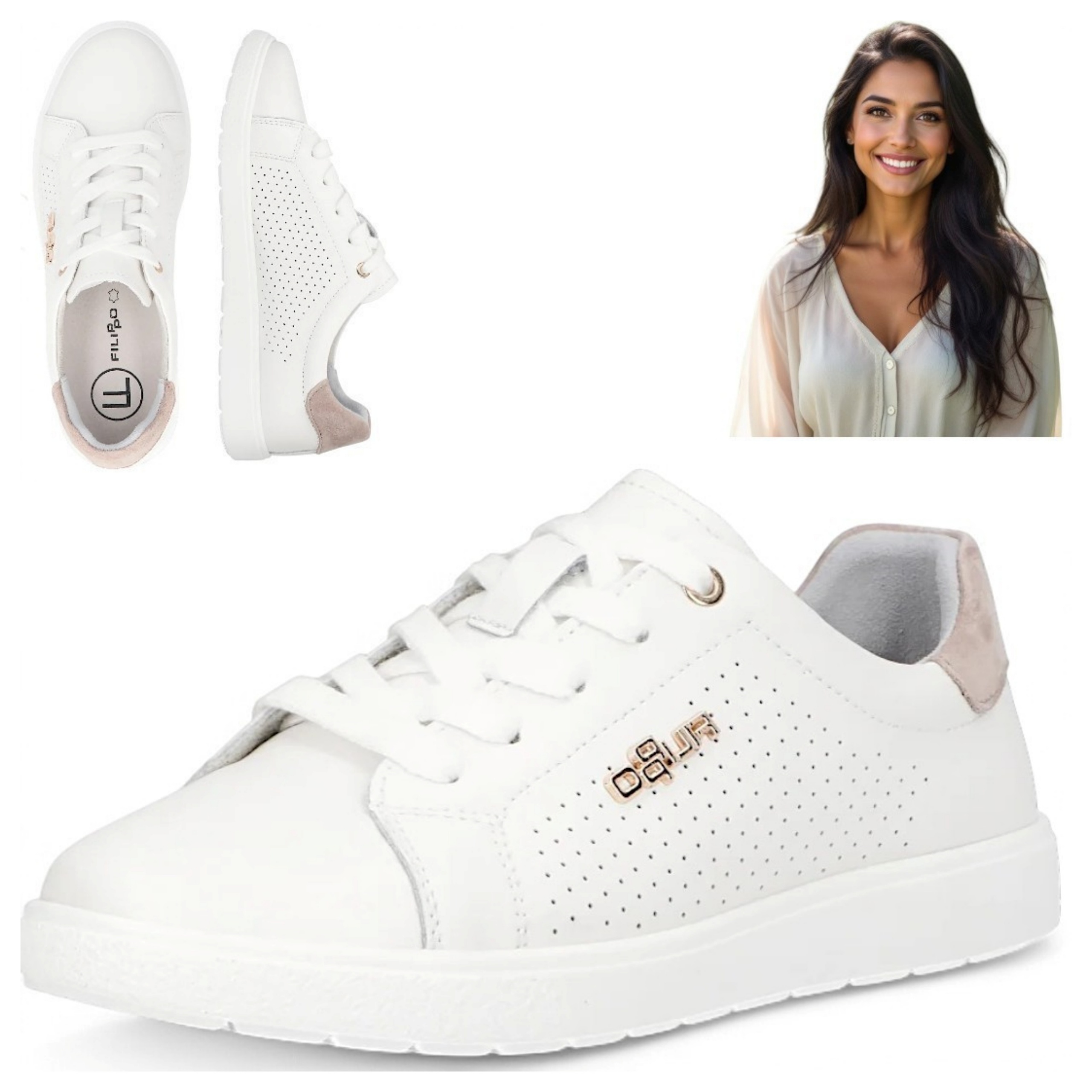 Filippo 41 Dámské boty Sneakersy lehké Přírodní Kůže polobotky šněrovací