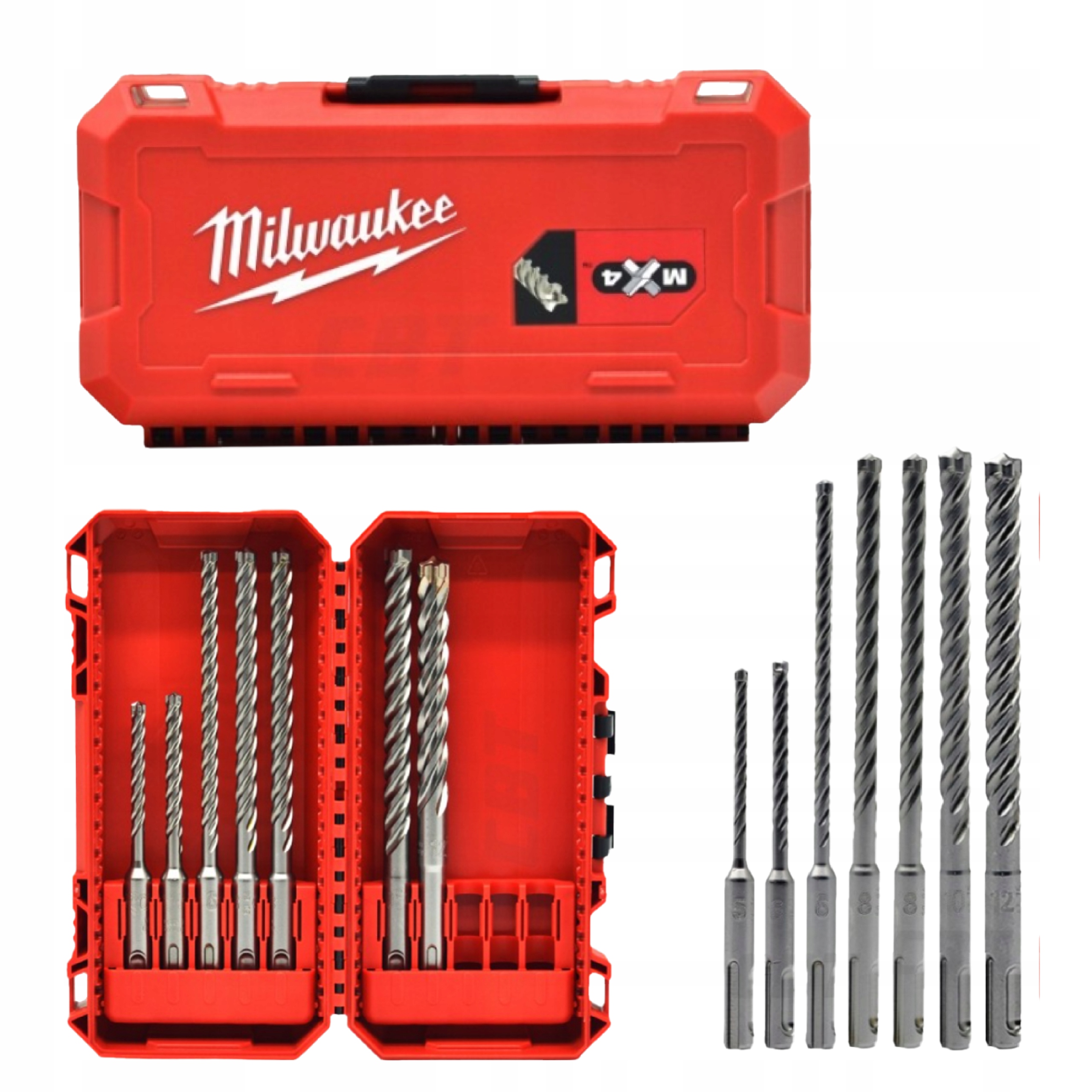 Zestaw wierteł Sds do betonu żelbetonu cegły MX4 Widiowe kpl 7szt Milwaukee