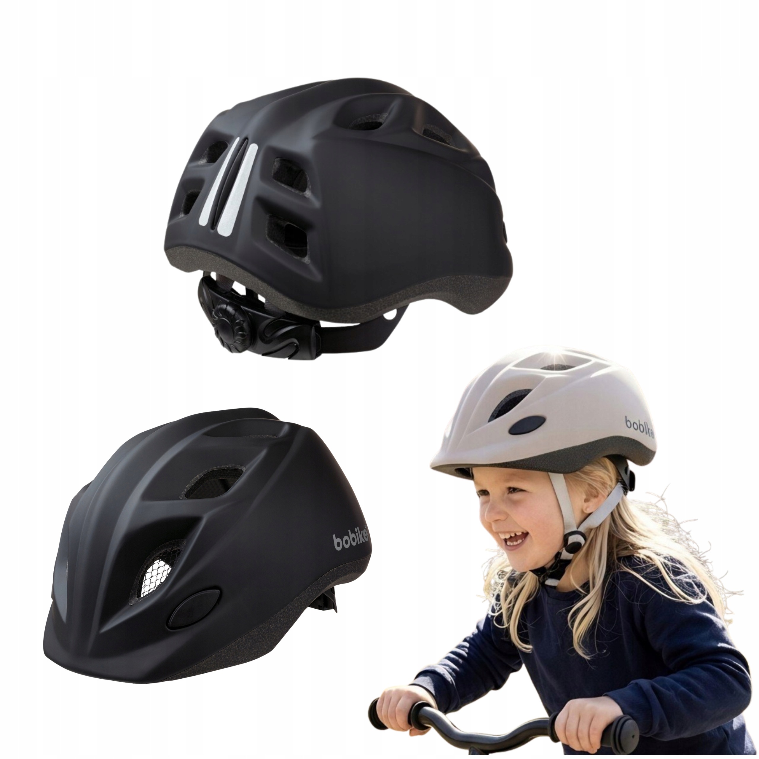 Dětská nastavitelná cyklistická přilba S 52-56 cm černá Urban Black Bobike
