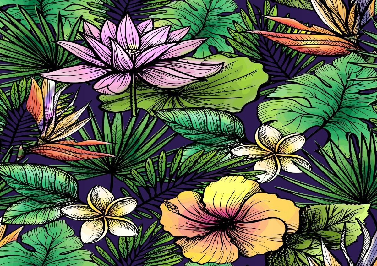 

Tapeta Flizelinowa Tropikalne kwiaty - 208x146