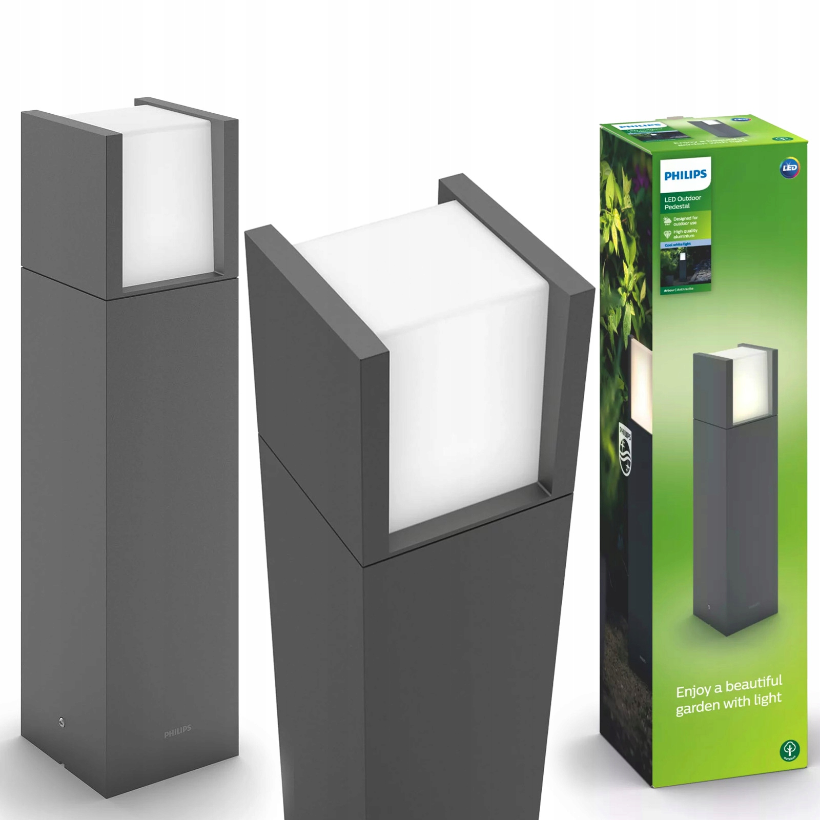 Vonkajšia záhradná Led lampa Arbour 6W 4000K IP44 Antracitový stĺpik Philips