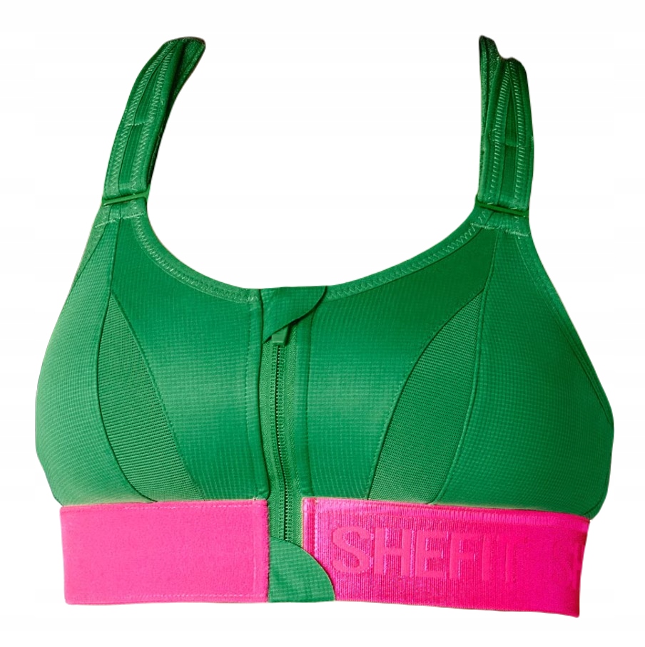 Biustonosz Sportowy Shefit Zielony Z Różowym Regulowany Ćwiczenia Gym R.3XL