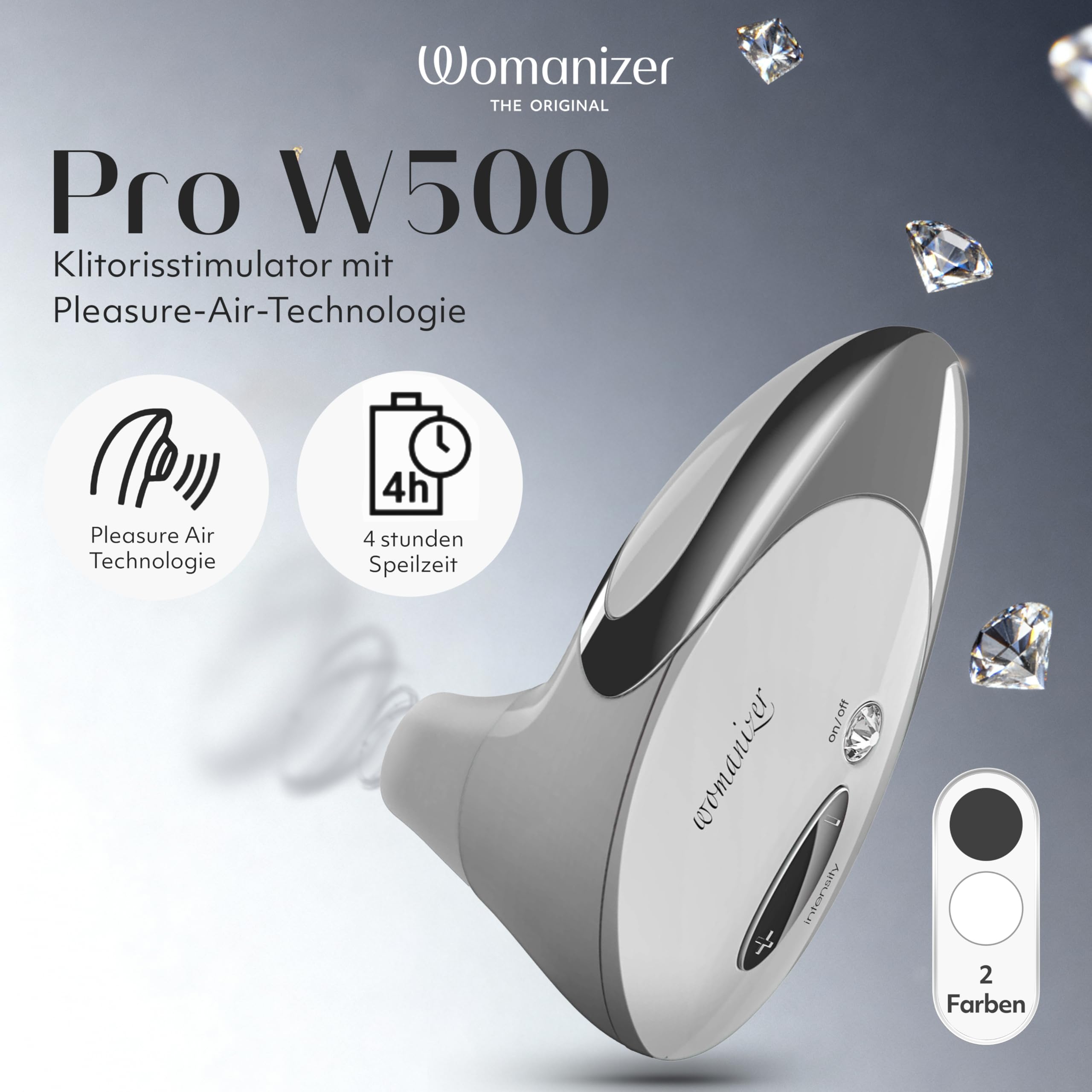 WOMANIZER PRO W500 Stymulator Klitorisu 12 Poziomów Wodoodporny Biały — miniatura 2